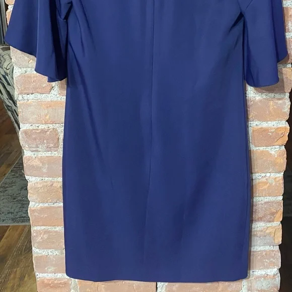 NWOT Trina Turk Deep Purple Midi Dress w/V Neck and Wrap Sleeves Zipper Back - Picture 4 of 11